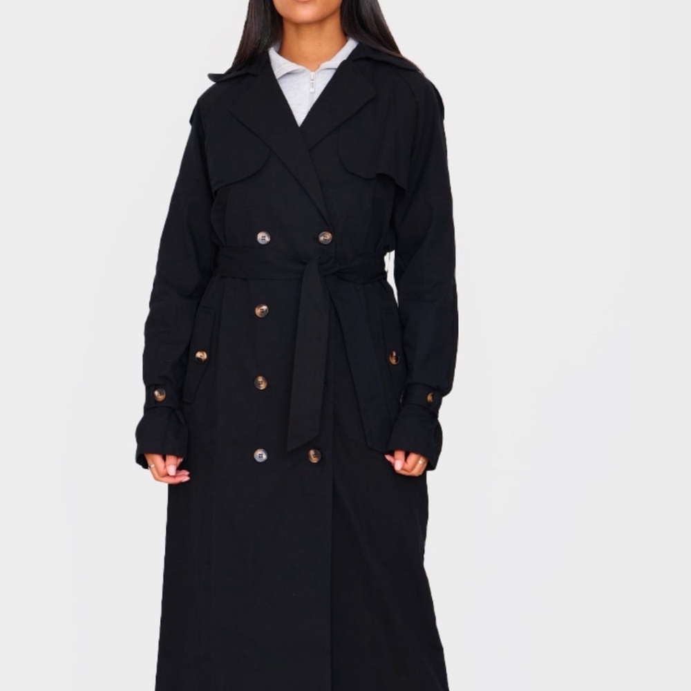 PrettyLittleThing Classic Black Trench Coat